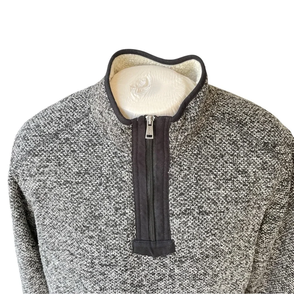 Orvis Classic Collection Men’s XL Gray Sherpa-Lined Quarter Zip Pullover Sweater